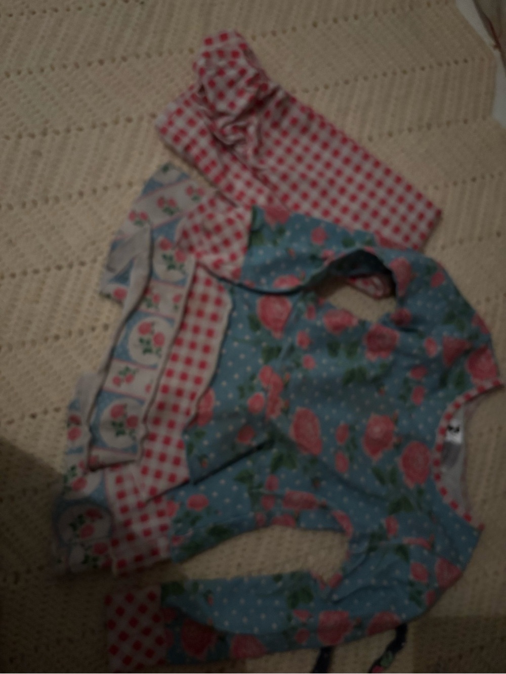 Girls Floral & Gingham Two-Piece Pajama Set - Blue and Pink